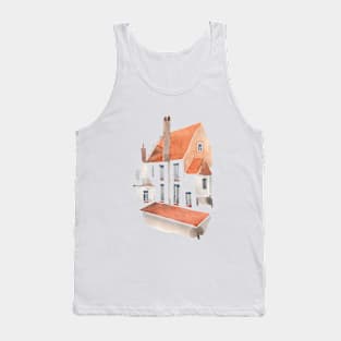 White old house with a tiled roof. Bruges, Belgium. Tank Top